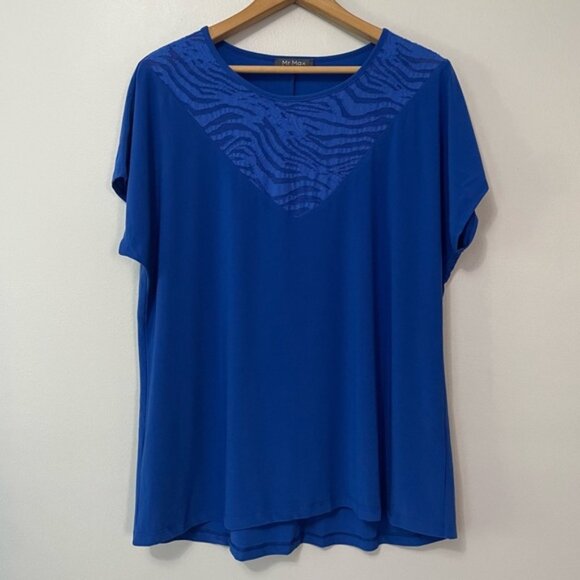 New Kim & Co Blue Brazil Knit T-shirt Top Size Large bin 4A - Picture 2 of 5